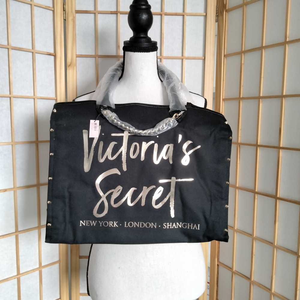Victoria's Secret Black Tote with Metallic Logo